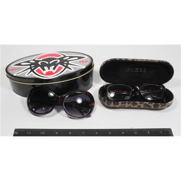 PURPLE SUNGLASSES IN BLACK FLYS CASE