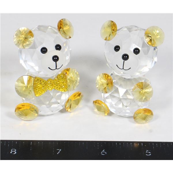 2X CRYSTAL TEDDY BEAR FIGURINES