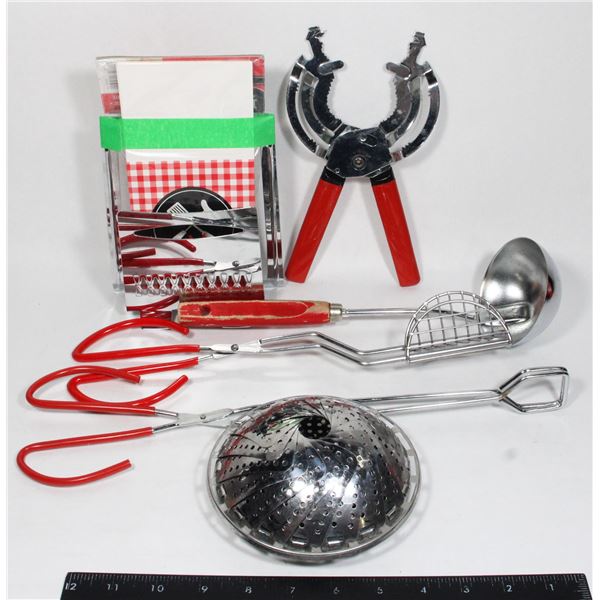 VINTAGE LOT OF RED KITCHEN UTENSILS