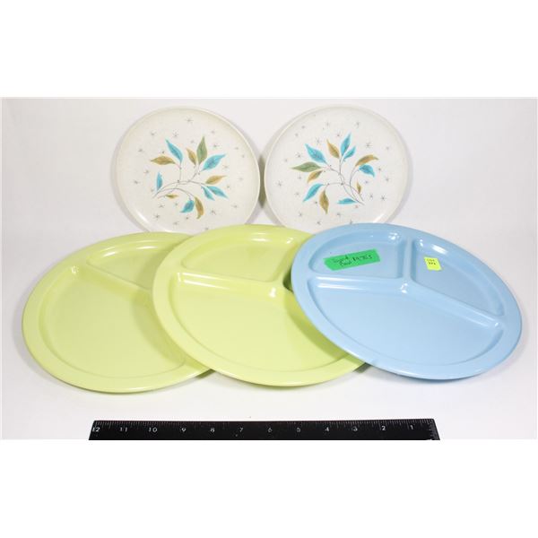 DAVID PAUL 1970'S MELAMINE PLATES AND 2 MELMAC