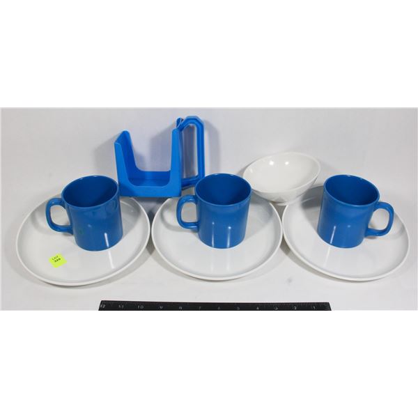 ROYAL BLUE + WHITE MELAMINE - VARIOUS MAKERS