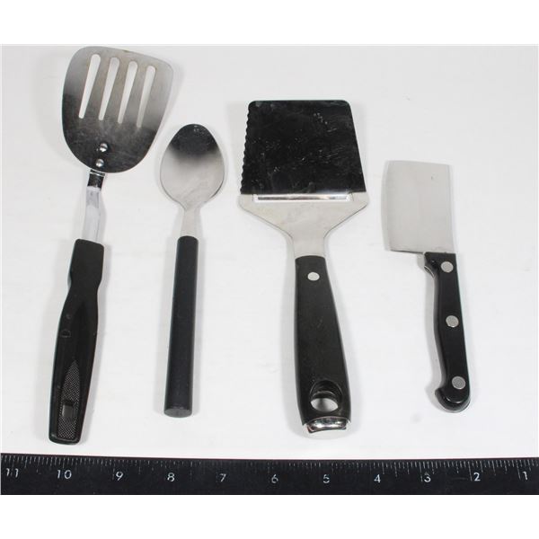 4 PIECE BLACK + SS KITCHEN UTENSILS