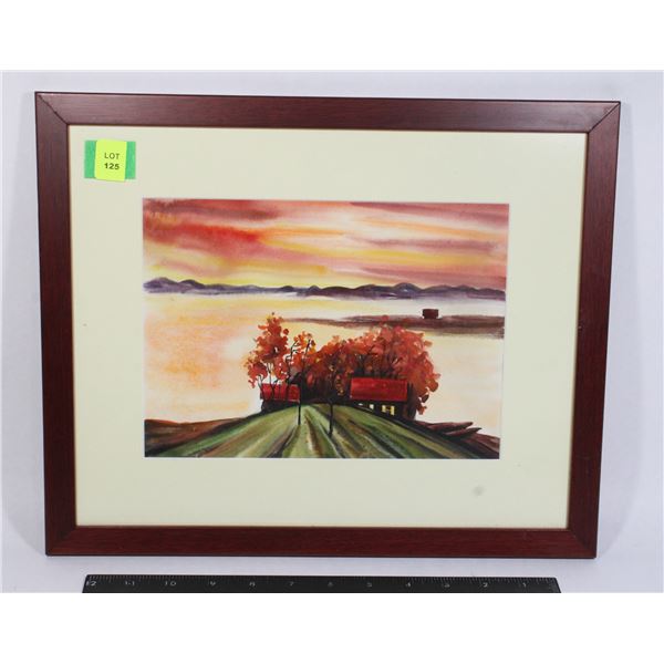 "RED ASH-TREES IN AUTUMN" FRAMED RUSSIAN ARTWORK