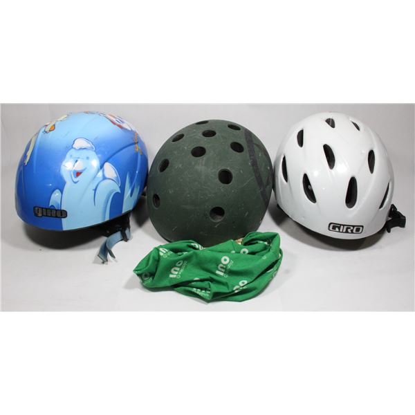 3 HELMETS AND MULTI SCARF