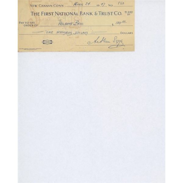 Artist Arthur Szyk signed check