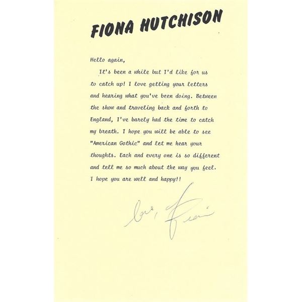 Guiding Lights Fiona Hutchison signed letter