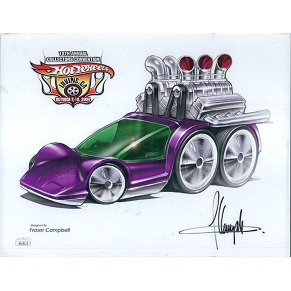 Hot Wheels designer Fraser Campbell signed photo. JSA Authenticated