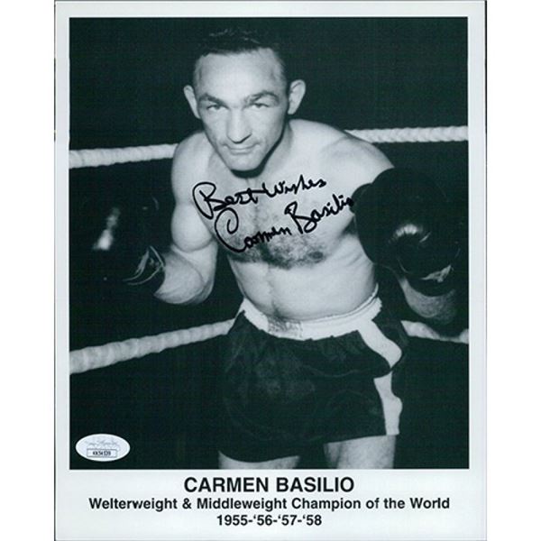 Carmen Basilio Signed 8x10 Cardstock Photo