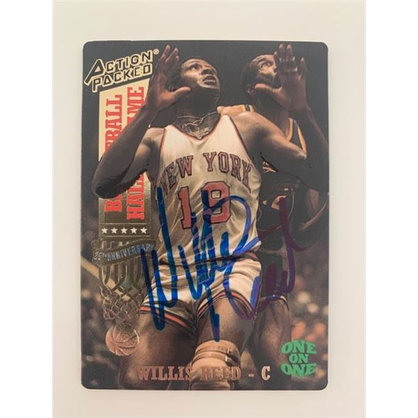 Willis Reed signed basketball card