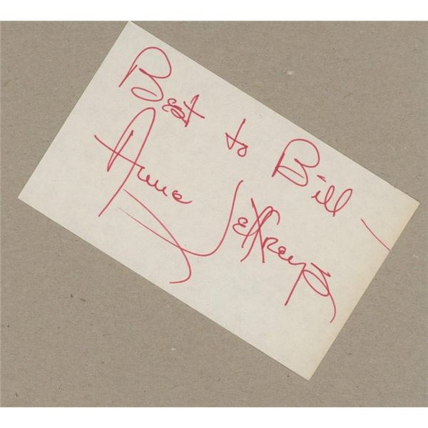Topper Anne Jeffreys signed note