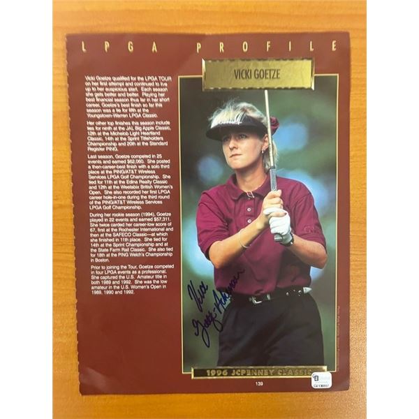 Vicki Goetze signed LGPA profile page