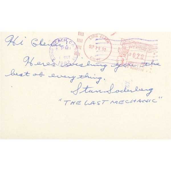 Stan Soderberg signed post card