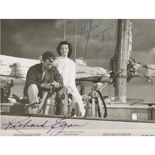 Underwater Jane Russell‎ and ‎Richard Egan signed movie photo