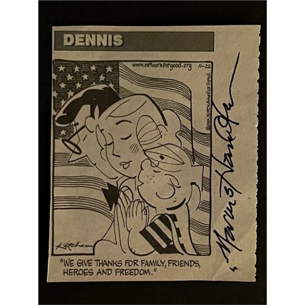 Dennis the Menace Comic Marcus Hamilton Signed Cartoon Newspaper clipping