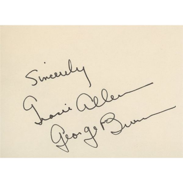 George Burns and Gracie Allen signature cut