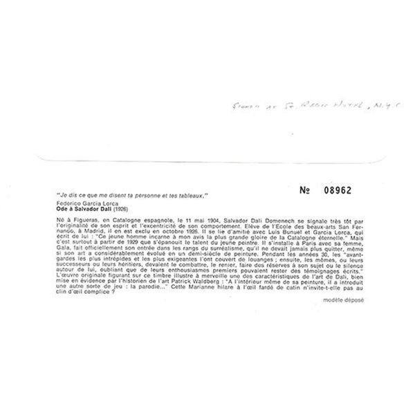 Salvador Dali signed first day cover