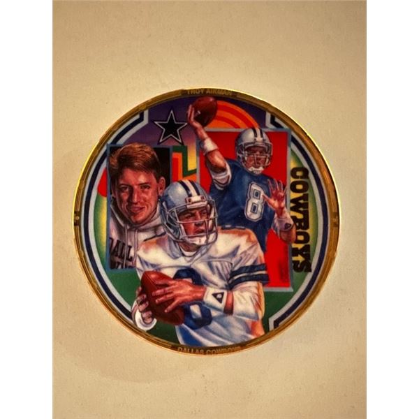 Troy Aikman 1991 Porcelain Collector Plate – Dallas Cowboys (4x4 Inches)