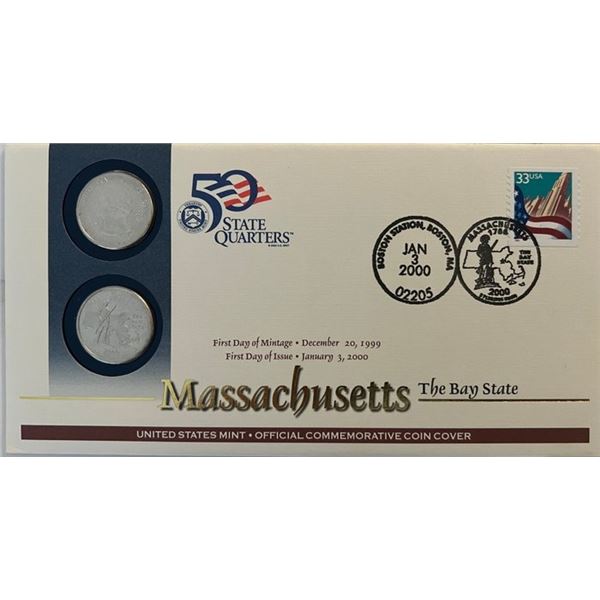 Massachusetts State Quarter – US Mint Commemorative Coin Cover (4x7 Inches)