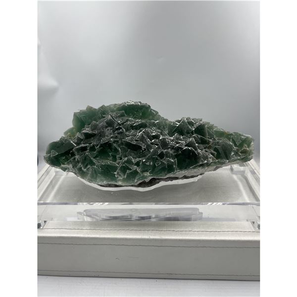 12 X 6 INCH DARK GREEN FLUORITE SPECIMEN BASE INCLUDED