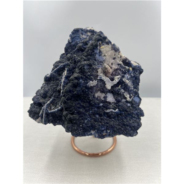 6 X 8 INCH BLUE BERRY FLUORITE SPECIMEN ON STAND