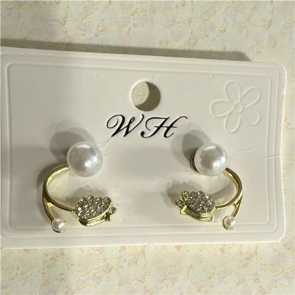 Gold plated rose and pearl ear studs 18 Carat