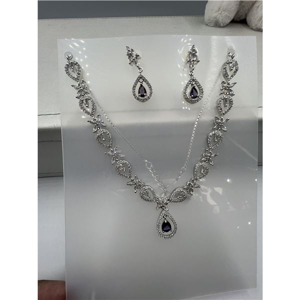 Brand New American Diamond Necklace With Earrings.