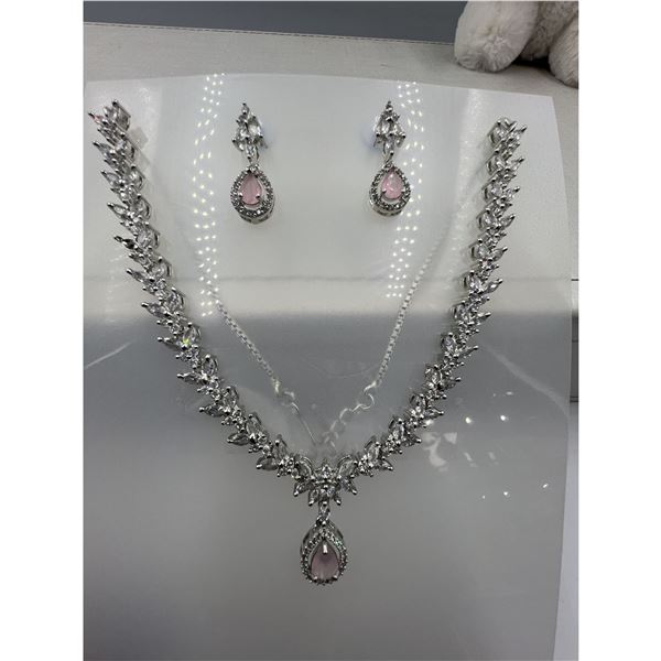 Brand New American Diamond Necklace With Earrings.