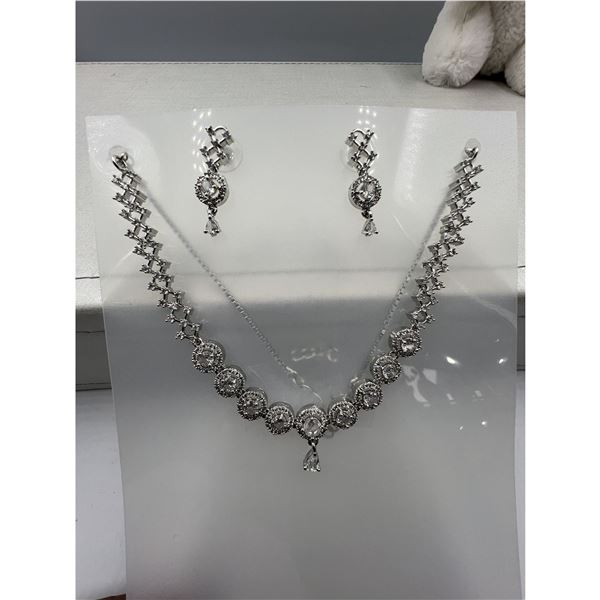 Brand New American Diamond Necklace With Earrings.