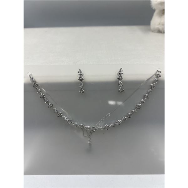 Brand New American Diamond Necklace With Earrings.