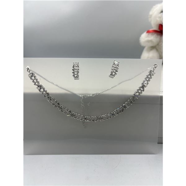 Brand New American Diamond Necklace With Earrings.