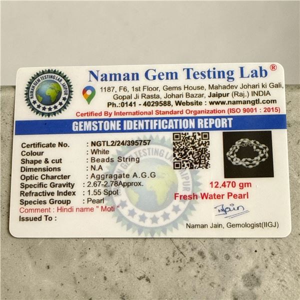 Fresh water Pearl (Beads String) with Certificate (12.470 gm)