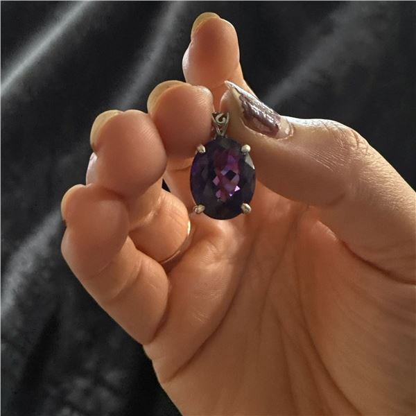 Natural Dark Amethyst Pendant wrapped with Silver