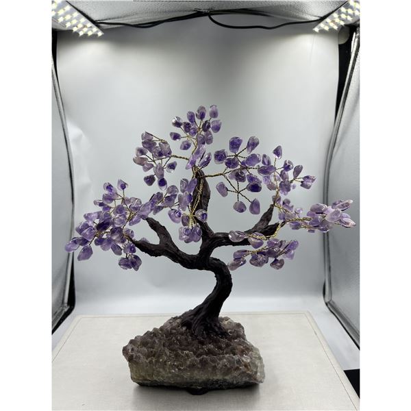 14 X14 INCH AMETHYST CRYSTAL TREE WITH AMETHYST BASE HANDMADE