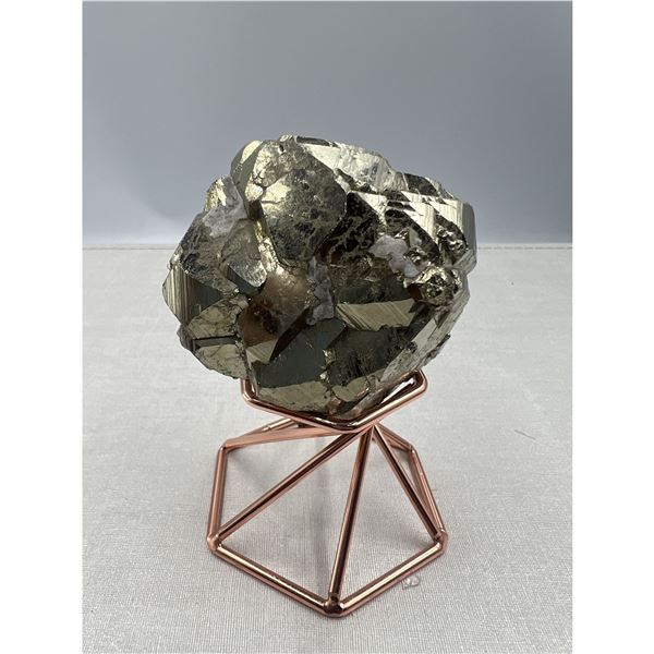 2 X 2.4 INCH OCTAHEDRAL PYRITE FORMATION WITH CALCITE