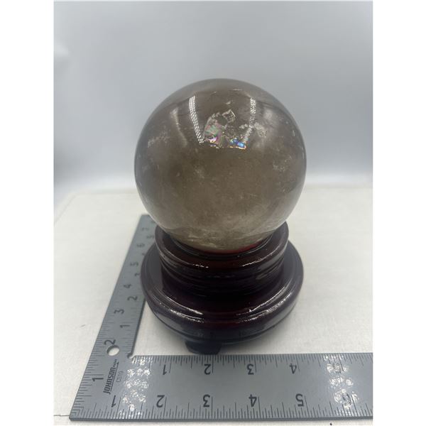 95.0 MM SMOKY QUARTZ SPHERE WITH INCULSION HIGH GRADE