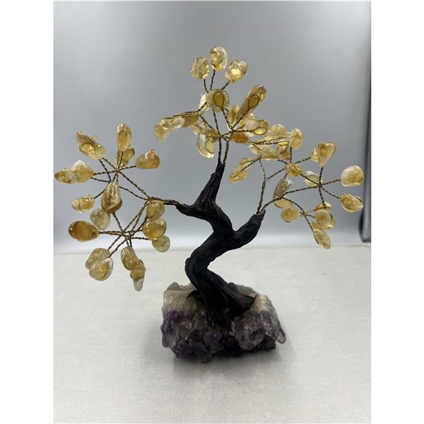8 x 7 INCH CITRINE ( HEATED AMETHYST ) WITH AMETHYST BASE BONSAI CRYSTAL TREE HANDMADE