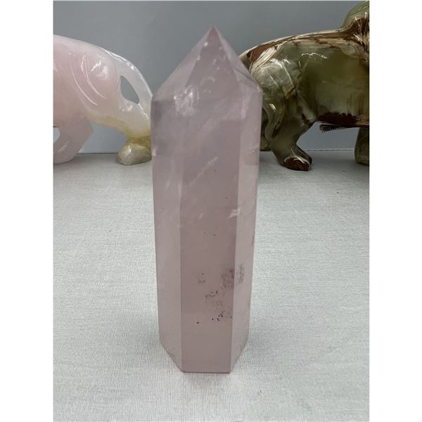 3.7 INCH ROSE QUARTZ WITH INCLUSION TOWER
