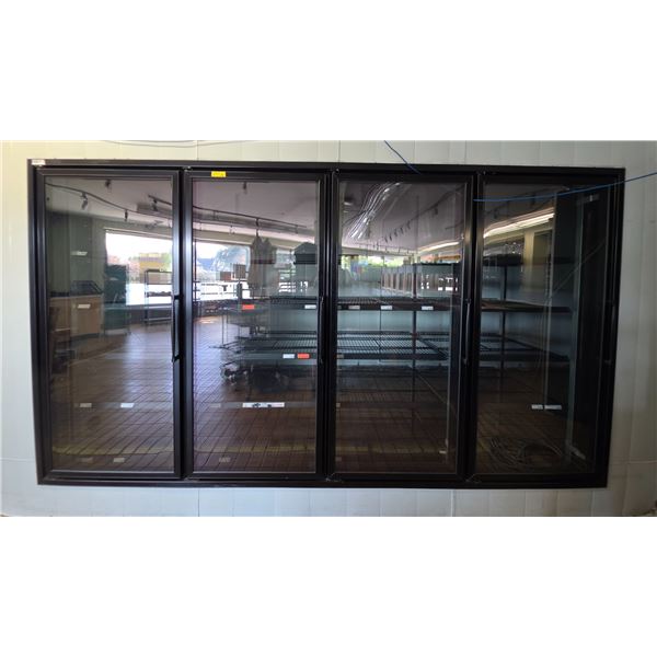 4pc Swing Glass Refrigerator doors - approx. 29in x 65in H (bidder responsible for disassembly & rem