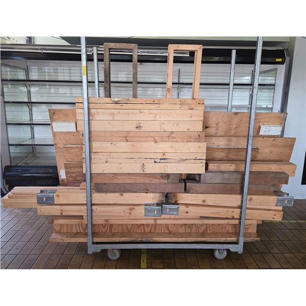 Commercial Rolling Cart with wood frames contents