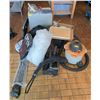 Image 1 : Group of misc, - Store Open signs, shop vac, approns etc.