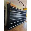 Image 2 : Commercial black metal gondola shelving unit with pegboard backing - entire unit approx. 12ft wide, 