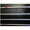 Image 2 : Commercial black metal gondola shelving unit with pegboard backing - entire unit approx. 11ft wide, 