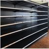 Image 3 : Commercial black metal gondola shelving unit with pegboard backing - entire unit approx. 11ft wide, 