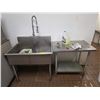 Image 1 : Commercial stainless steel 2 compartment 39in sink with faucet &  3ft x 2ft x 35in stainless steel t