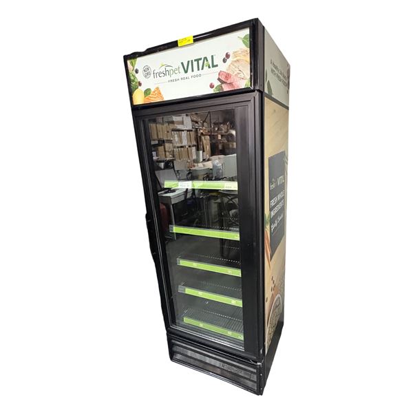 True single glass door commercial upright display merchandiser freezer