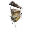 Image 1 : commercial stainless steel work table equipped with a double-tier overshelf