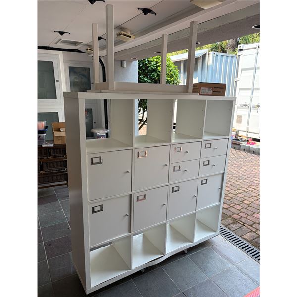 16 Cube Organization Cabinet - w/ Small Table - 58x58x15"