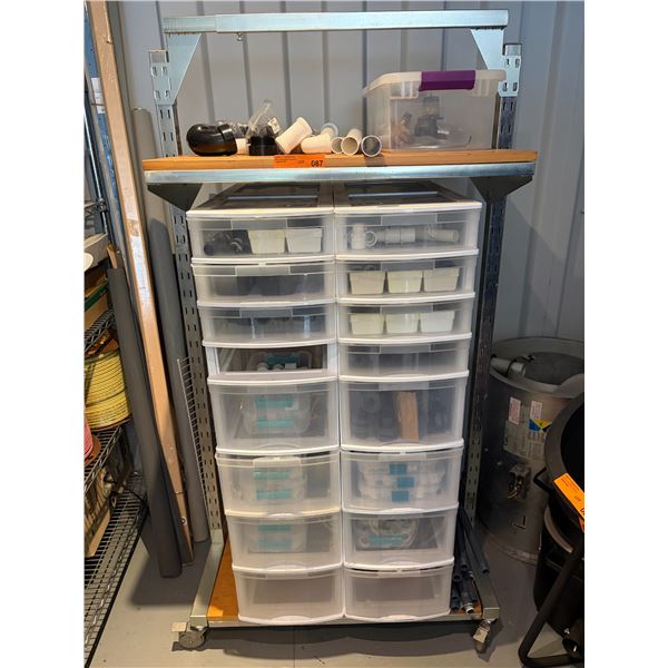Rolling Shelf w/ Organizers - PVC fittings & adapters