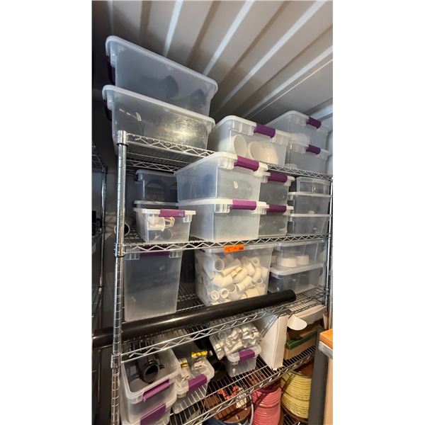 4 Shelve - Plastic organizers w/ PVC fittings, elbows and "T's"