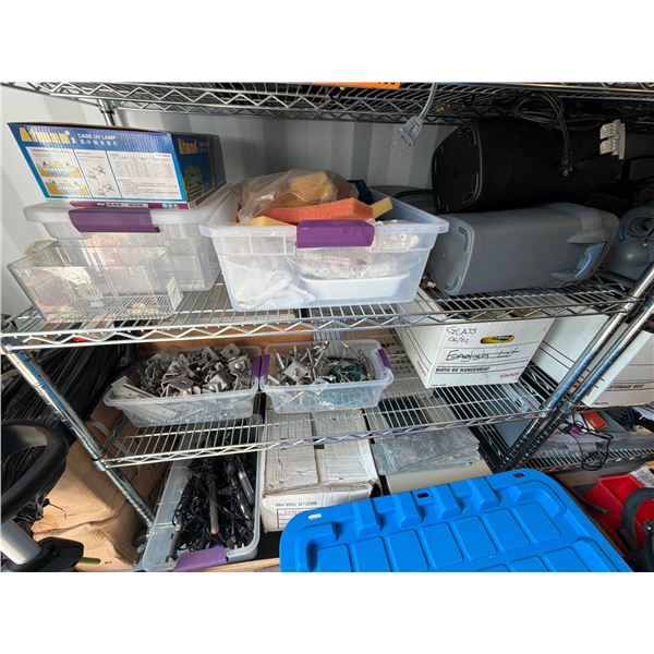 3 Shelves - Underwater canister pumps, filters, steel fittings, aquarium heaters, tiles